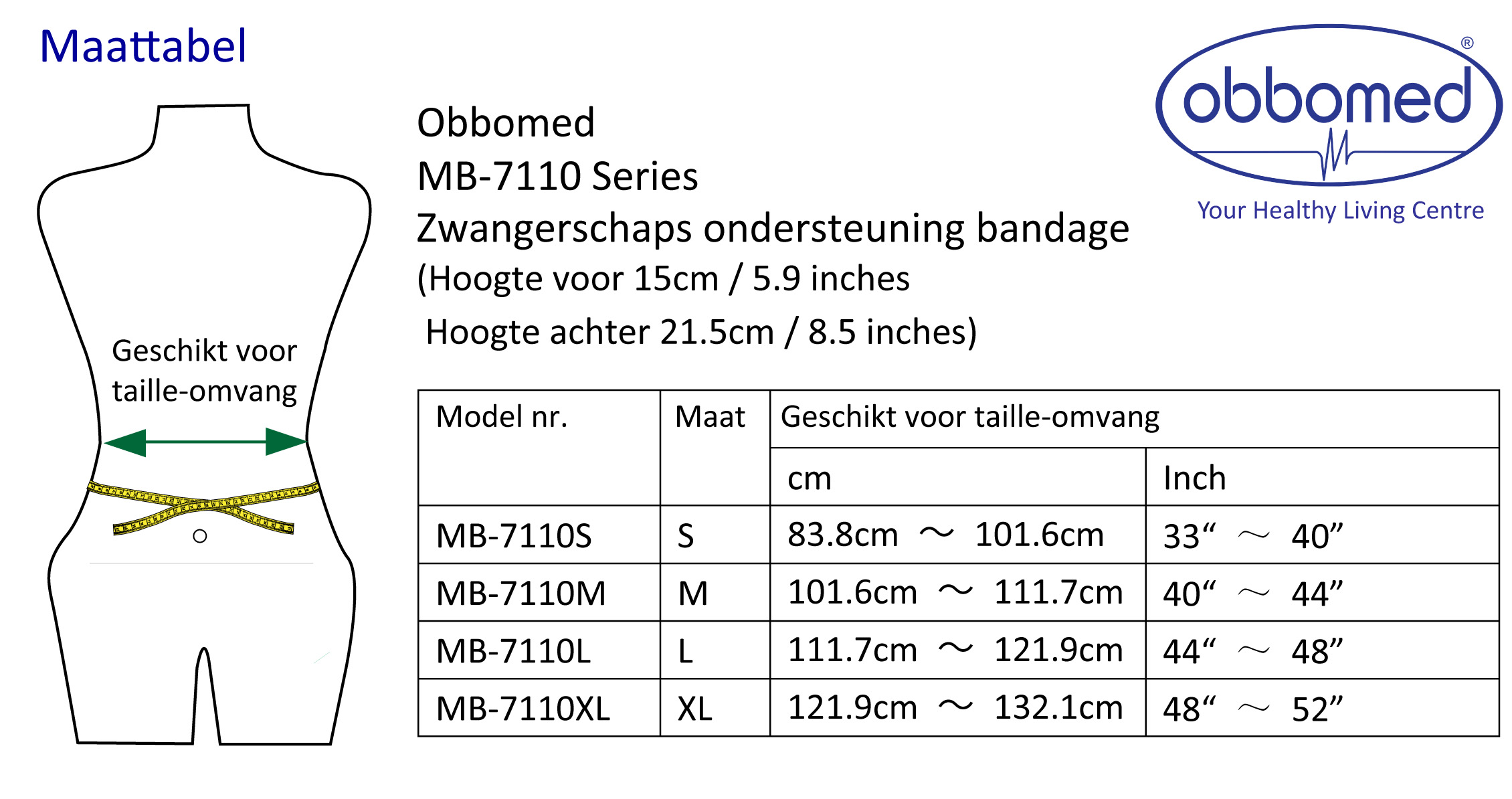 MB-7110M Zwangerschap gordel- Orthopedische ondersteuning - aan bekken en lenden - tijdens zwangerschap periode - zwart - meet M: geschikt voor taille-omvang: 101.6~111.7cm - Afbeelding 5