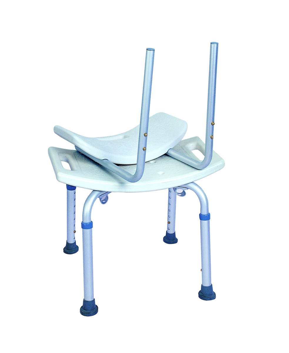 OBBOmed MU-5650 – Verstelbare badkamer stoel van licht en stevig materiaal - extra beveiligd - met verstelbaar hoogte en ruggensteun - wit - Afbeelding 2