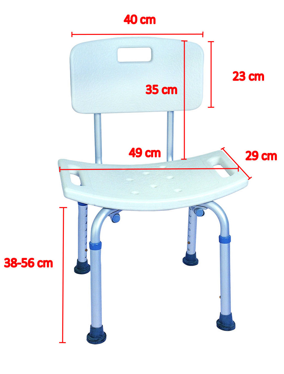 OBBOmed MU-5650 – Verstelbare badkamer stoel van licht en stevig materiaal - extra beveiligd - met verstelbaar hoogte en ruggensteun - wit - Afbeelding 4