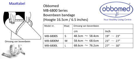 MB-6800L Bovenbeenbandage - met stevig klittenband - in diverse maten, maat L - Afbeelding 5