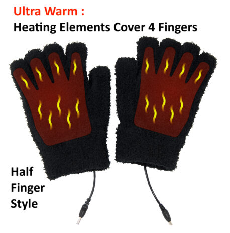 Obbomed MH-1020 USB verwarmde handschoenen - zonder vingertoppen - kleur zwart