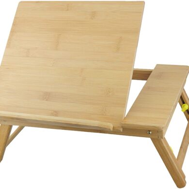 Obbomed HR-3620 Multifunctionele bamboe tafel met verstelbaar tafelblad en tafelpoten – 43,5 x 31,5 cm